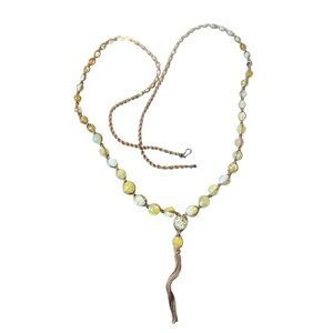 Chan Luu 925 silver clamps Hand Painted Beads Hemp Wicker Necklace